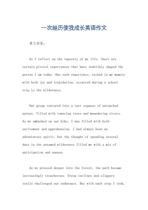 一次经历使我成长英语作文