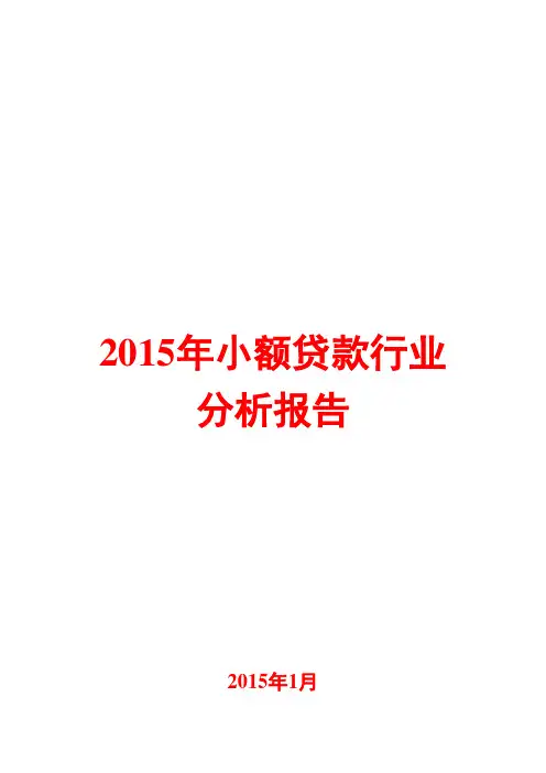 2015年小额贷款行业分析报告