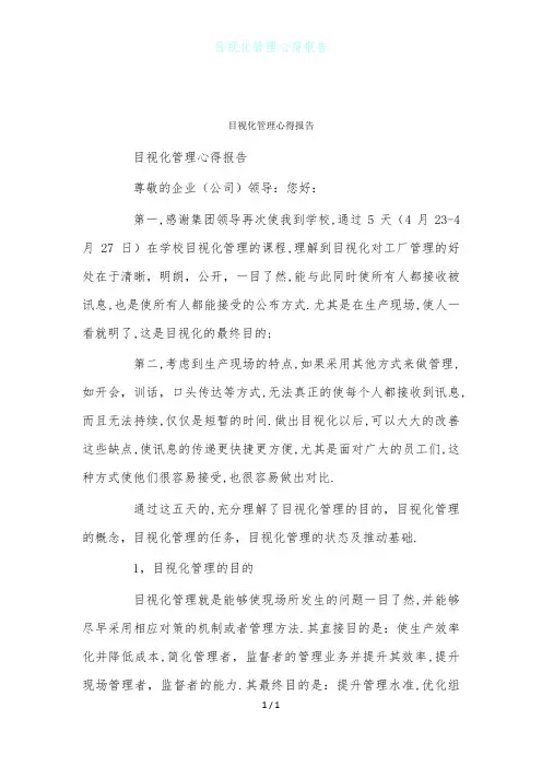 目视化管理心得报告