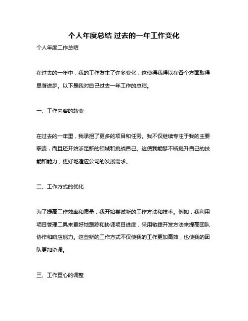 个人年度总结 过去的一年工作变化