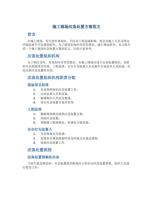 施工现场应急处置方案范文
