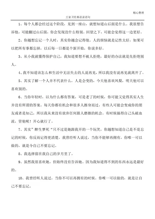 王家卫经典语录语句