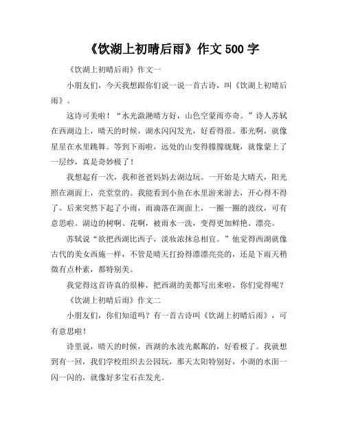 《饮湖上初晴后雨》作文500字