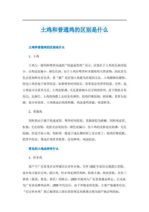 土鸡和普通鸡的区别是什么