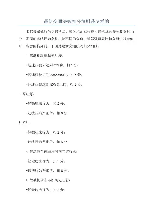 最新交通法规扣分细则是怎样的
