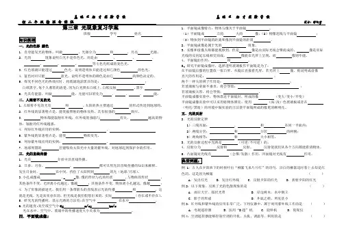初二物理   光现象复习 学案