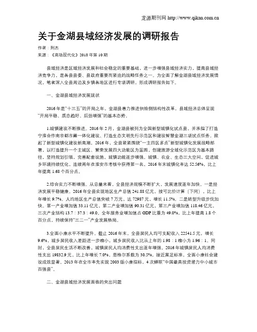 关于金湖县域经济发展的调研报告