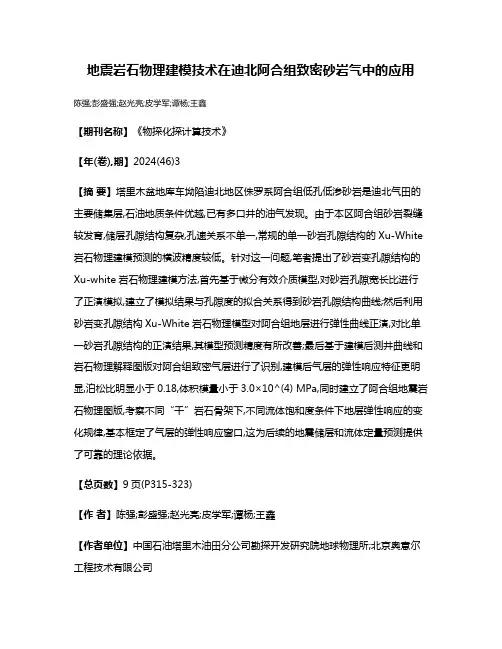 地震岩石物理建模技术在迪北阿合组致密砂岩气中的应用