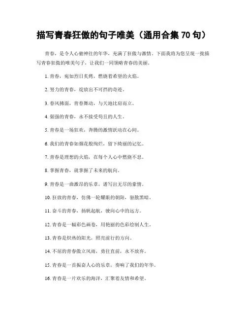 描写青春狂傲的句子唯美(精选合集70句)