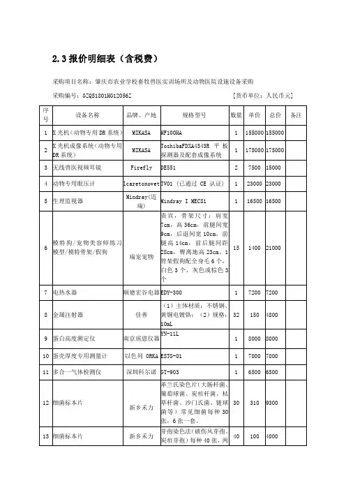 2.3报价明细表(含税费)