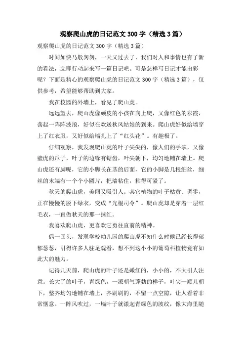 观察爬山虎的日记范文300字(3篇)