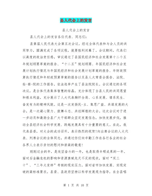 县人代会上的发言