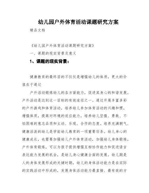幼儿园户外体育活动课题研究方案