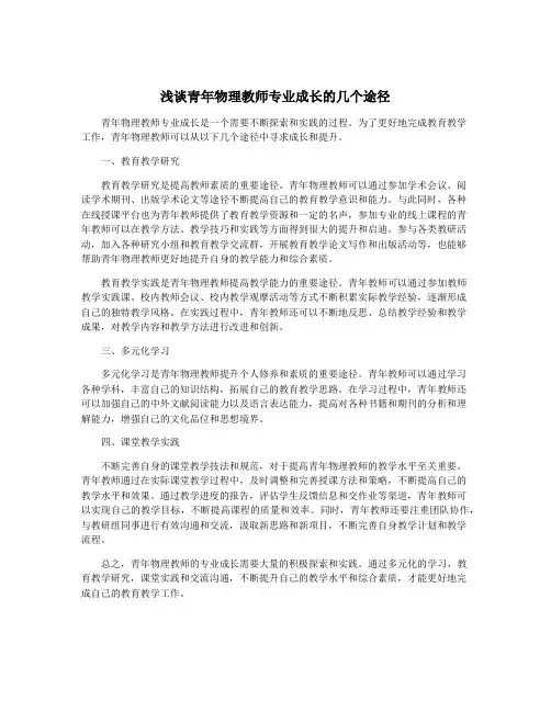 浅谈青年物理教师专业成长的几个途径