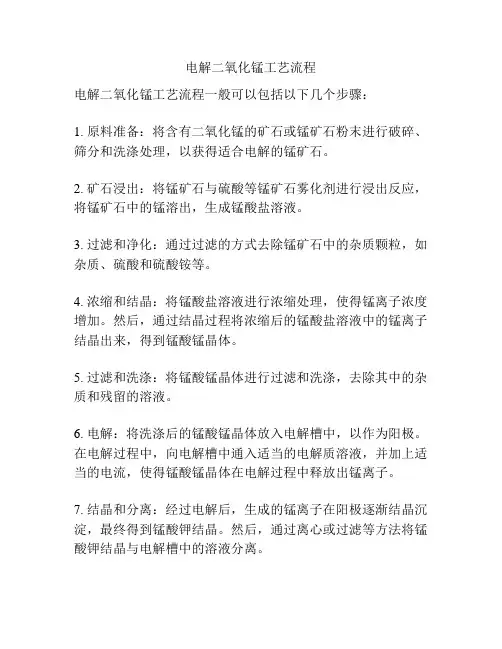 电解二氧化锰工艺流程