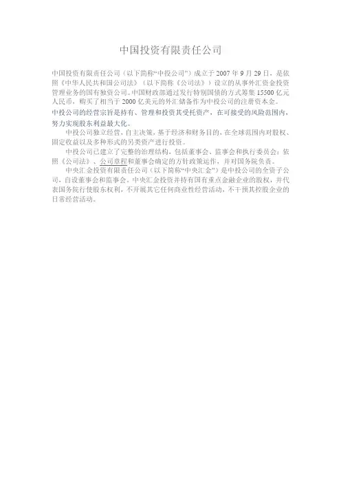 中国投资有限责任公司