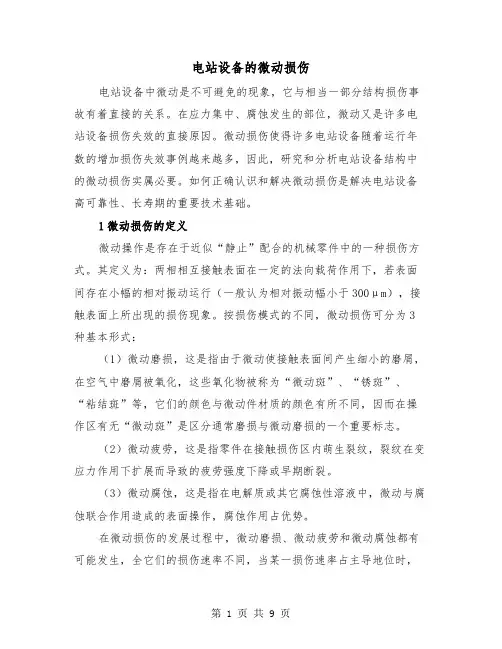 电站设备的微动损伤（三篇）