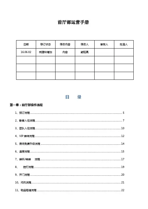 前厅部运营手册