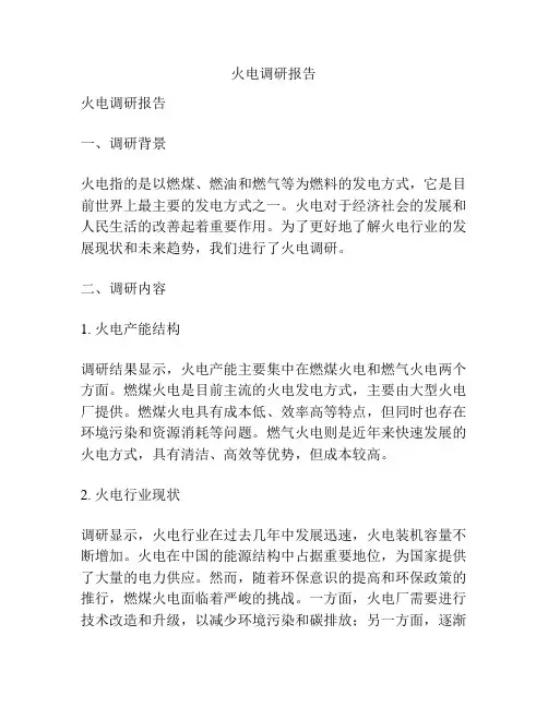 火电调研报告