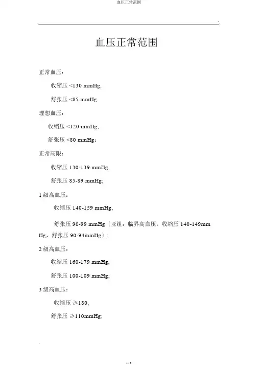血压正常范围