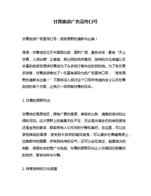 甘青旅游广告宣传口号