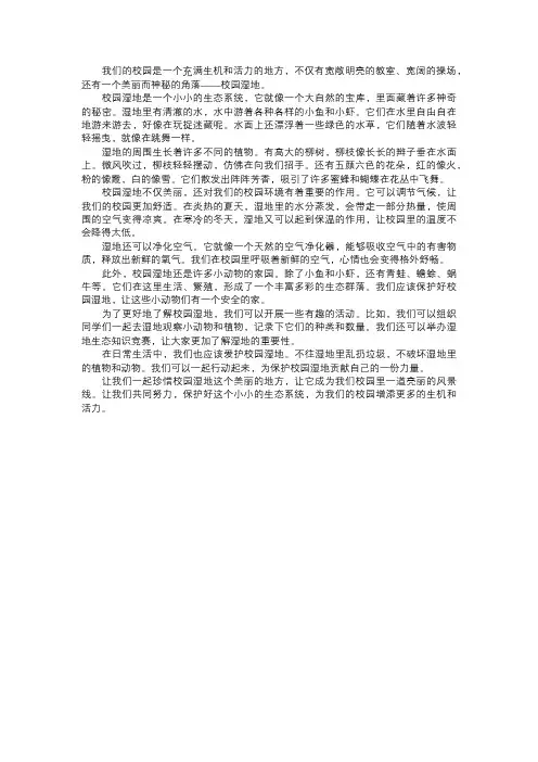校园的湿地生态研究