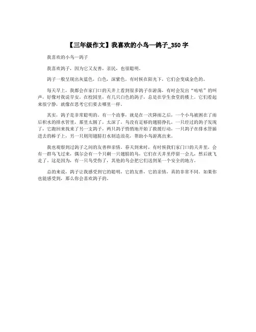 【三年级作文】我喜欢的小鸟—鸽子_350字