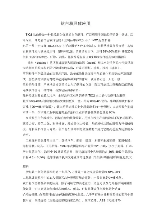 钛白粉具体应用