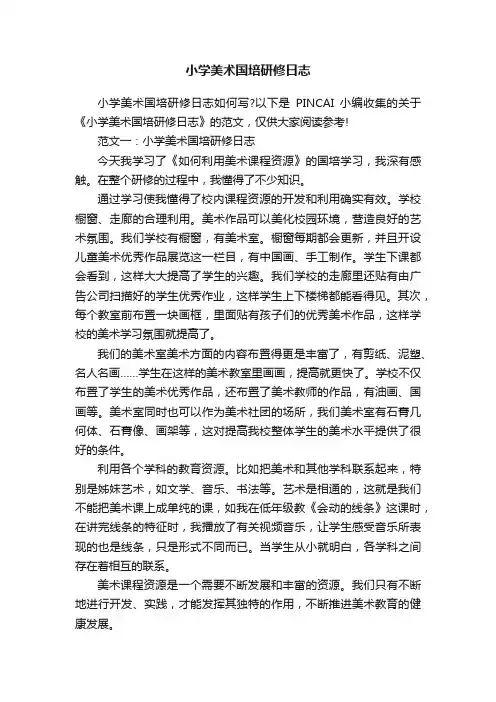 小学美术国培研修日志