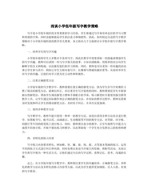 浅谈小学低年级写字教学策略