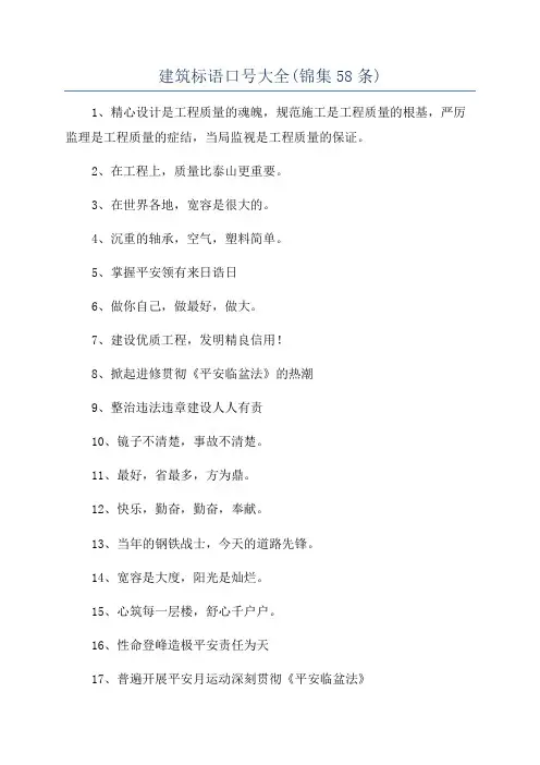 建筑标语口号大全(锦集58条)
