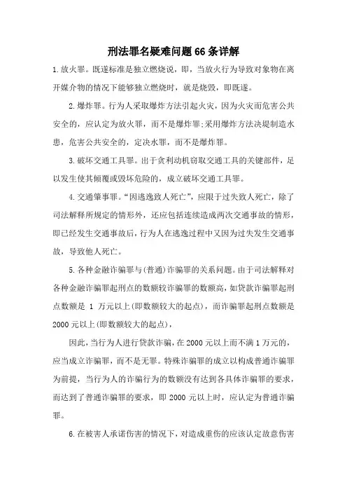 刑法罪名疑难问题66条详解