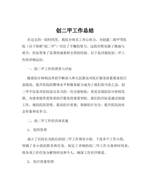 创二甲工作总结