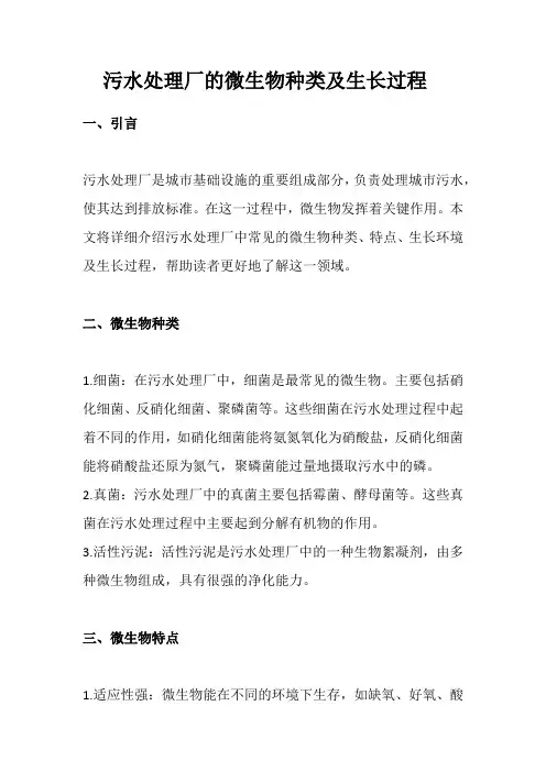 污水处理厂的微生物种类及生长过程