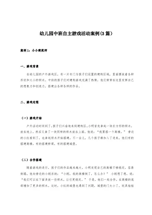 幼儿园自主游戏活动案例中班(3篇)