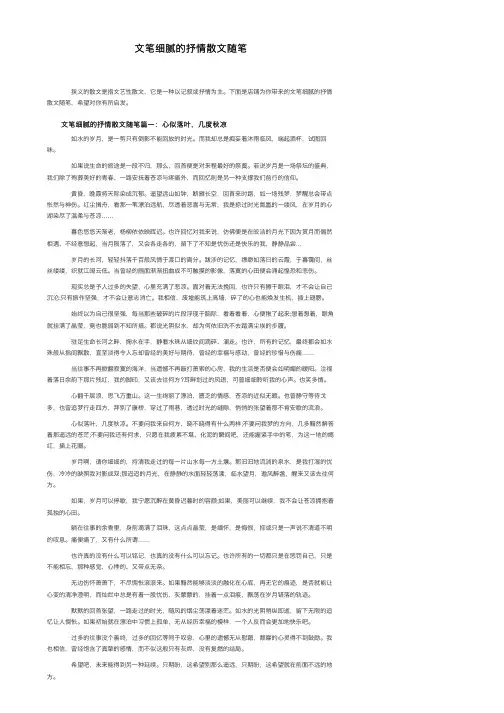 文笔细腻的抒情散文随笔
