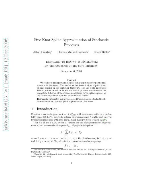 Free-Knot Spline Approximation of Stochastic Processes