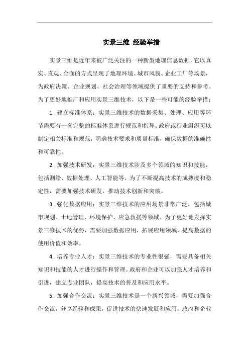 实景三维 经验举措