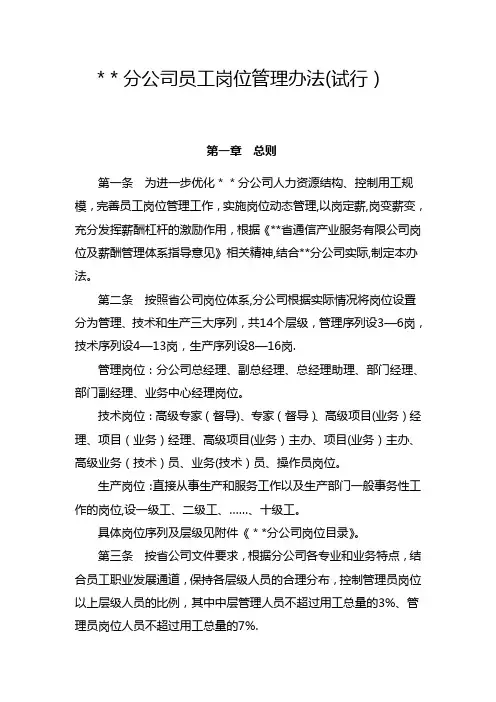公司员工岗位管理办法
