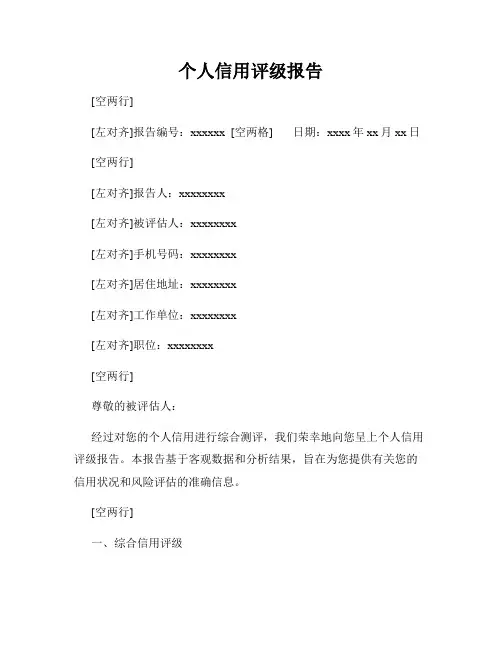 个人信用评级报告