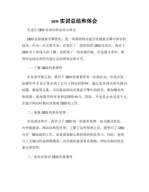 seo实训总结和体会