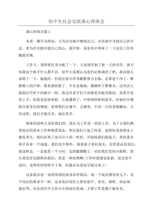 初中生社会实践课心得体会