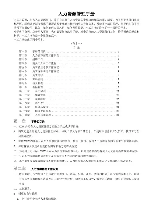 人力资源管理手册(华为公司最全版)