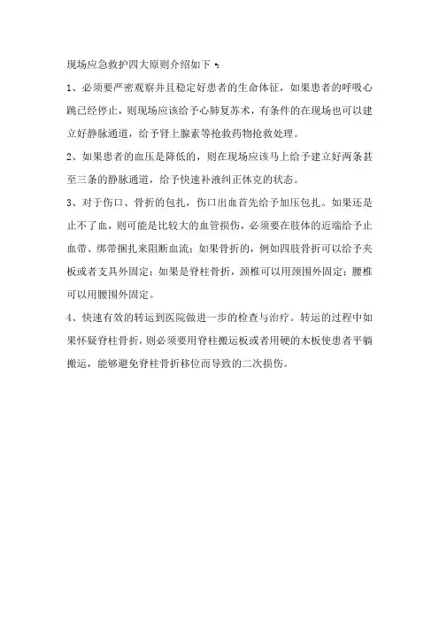 现场应急救护四大原则