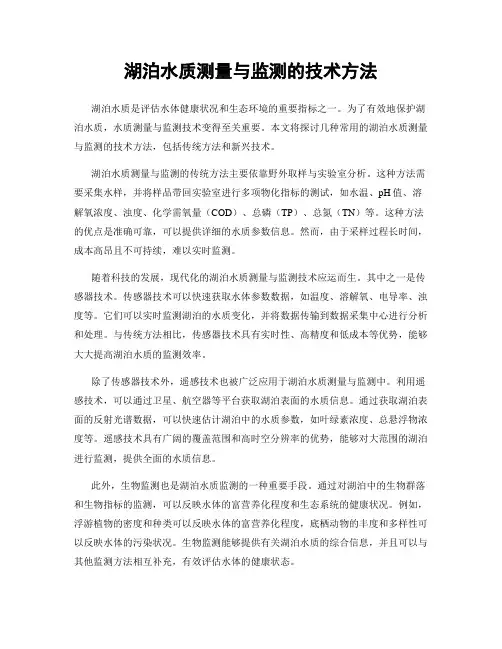 湖泊水质测量与监测的技术方法