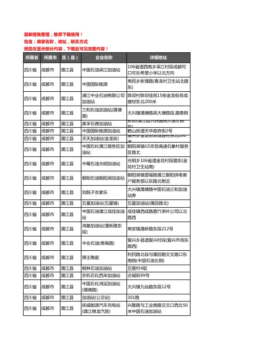 新版四川省成都市蒲江县加油站服务企业公司商家户名录单联系方式地址大全39家