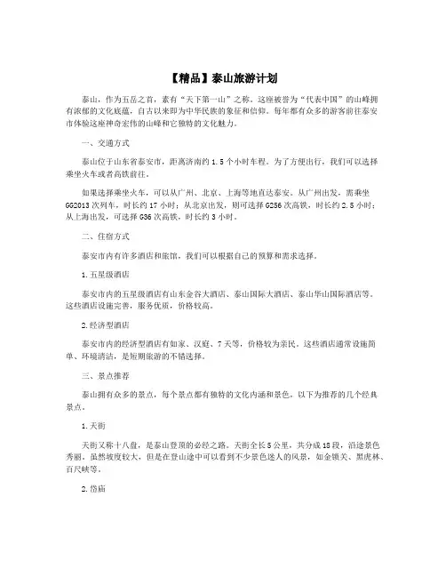 【精品】泰山旅游计划