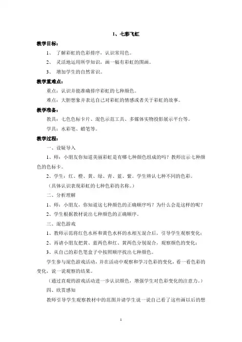 湘教版一年级美术下册全册教案