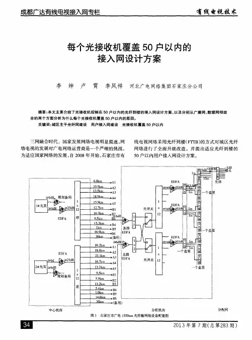 每个光接收机覆盖50户以内的接入网设计方案