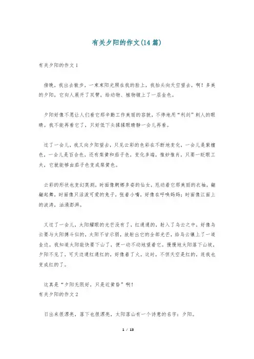 有关夕阳的作文(14篇)